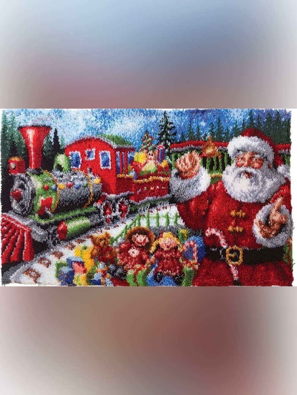 Herrschners All Aboard Santa Express Latch Hook Kit 50X30”